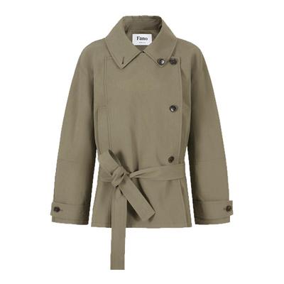 范洛造型感双排扣短款风衣外套