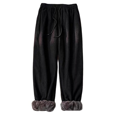 秋冬款加绒加厚羊羔绒宽松休闲裤