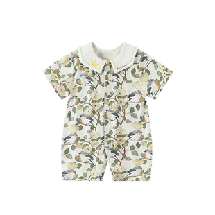 婴儿夏季短袖薄款连体衣莫代尔新生男女宝宝打底睡衣哈衣爬服夏装