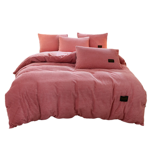 珊瑚绒四件套法兰绒冬季水晶绒双面网红款被套床单三件套床上用品