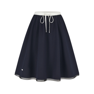 indicia标记2026年春季新款百搭高腰伞裙撞色腰头半裙L2A6QZ027