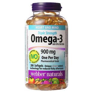 保税直发 加拿大伟博天然Webber深海3倍鱼油Omega3胶囊200粒