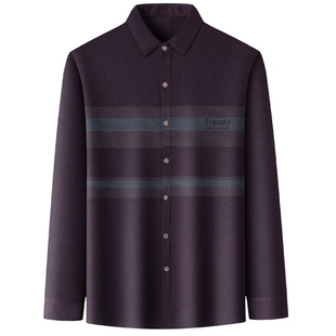 爸爸秋装衬衫长袖中年男士休闲衬衣中老年男装开衫秋季上衣爷爷男