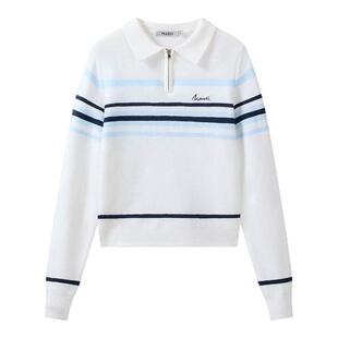 MARDI针织衫26春款毛衣短款学院风半拉链翻领长袖女慵懒风女装