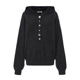 【INTARSIAK针织设计师品牌】阿诺河岸 全羊毛蝙蝠袖连帽套头毛衣