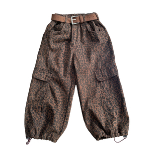 女童豹纹裤爵士舞套装2026新款儿童秋冬加绒裤修身上衣街舞潮服