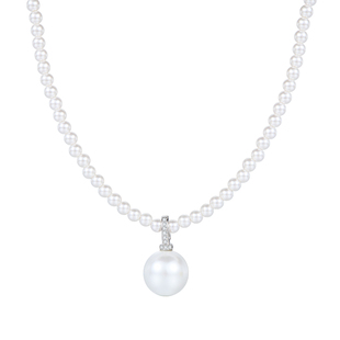 DIY灰色澳白单颗珍珠吊坠项链毛衣链配件任意扣万能扣金色单坠子