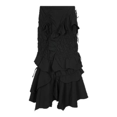 SLY 2025夏季新品甜酷风设计感抽褶不规则半身裙女030ISZ31-0221