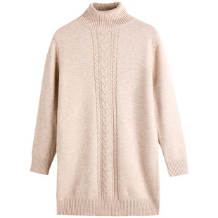 小个子羊绒衫女士高领秋冬新款妈妈加厚毛衣洋气内搭中长款打底衫