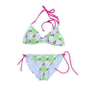 nini自制 白昼小熊同款樱桃泳衣女彩色樱桃比基尼度假两件套