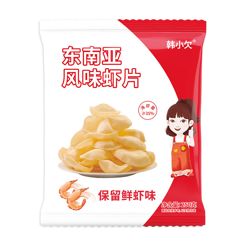 韩小欠福字玉兰片糯米片大虾片自己炸8090后怀旧小零食膨化食品