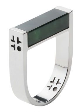 岂翡墨问青山冰种长条墨翠925银戒指