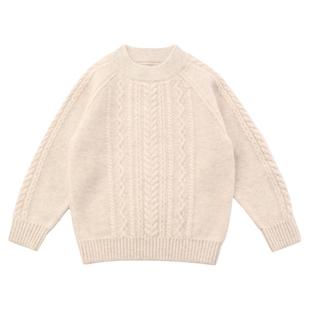 洪叶儿童羊绒衫男女童100%山羊绒针织打底衫白色中大童套头毛衣