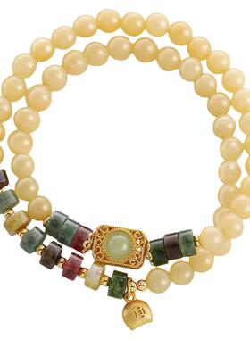 双层叠戴黄水晶碧玺水晶手链精致