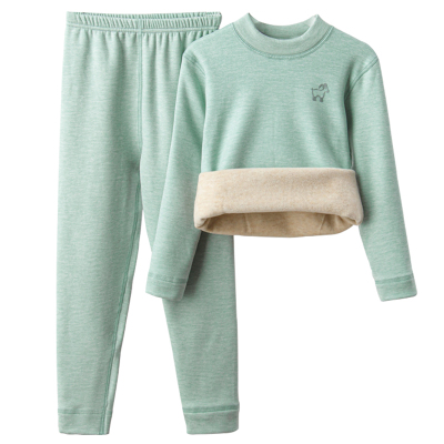 秋冬季羊毛蚕死加绒加厚内衣套装