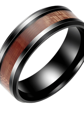 大号13号饰品钛钢男镶嵌木纹相思