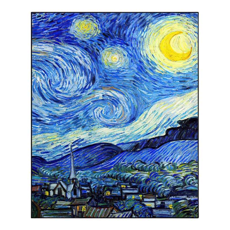 diy星空星月夜丙烯油彩画