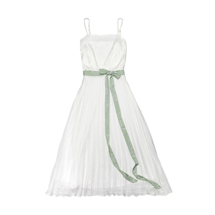 知则特价【雨山前】吊带连衣裙高腰清冷气质国风褶裙云起山岚