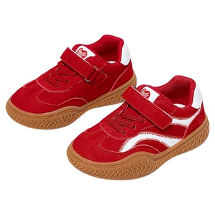 新年款|斯纳菲女童运动鞋春秋款小女孩德训鞋红色软底透气运动鞋