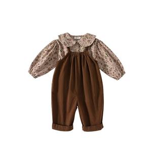 女童套装2026春季新款洋气小女孩背带裤春秋女宝宝两件套儿童春装