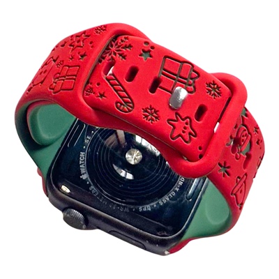 圣诞雕刻硅胶可爱适用iwatch表带