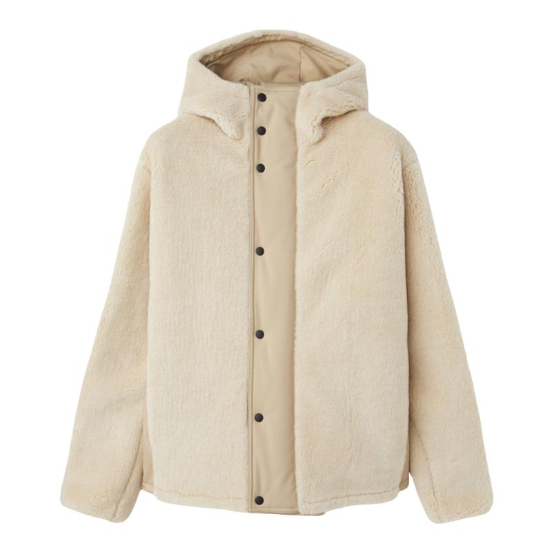 Loro Piana/诺悠翩雅男装米色保暖羊绒和丝绸连帽夹克外套