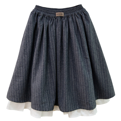 啦芙莱羊毛半身裙MIU系条纹裙子