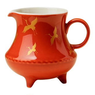 束刻中国红飞鹤九霄陶瓷公道杯宫廷风茶海分茶器功夫茶具沏茶公杯