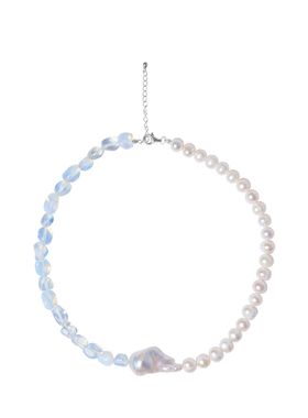 RiverineAdara「光折雾影」蛋白石天然水晶淡水珍珠颈链项链饰品