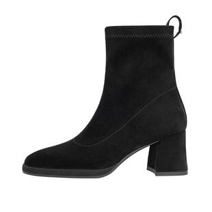 吴大叔2025秋冬复古短靴女时尚百搭气垫缓震显瘦粗跟弹力瘦瘦靴