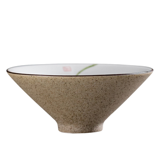 景德镇手绘陶瓷茶杯单个主人杯陶品茗杯6只装功夫茶具陶泥斗笠杯