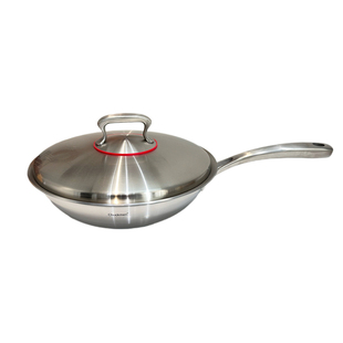 chockmen18/10不锈钢炒锅带盖无涂层家用炒菜不粘锅厨房锅具