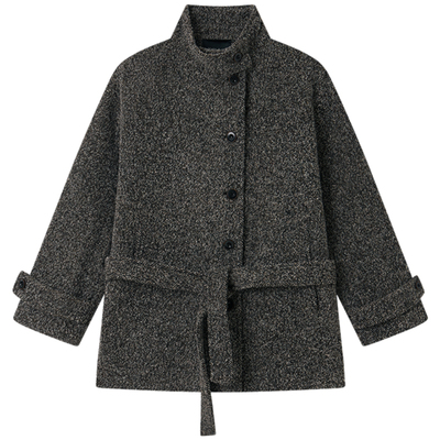 HaloLuu深灰色羊毛大衣高级感