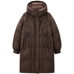 太平鸟冬季中长款插肩袖连帽羽绒服A1ACE45