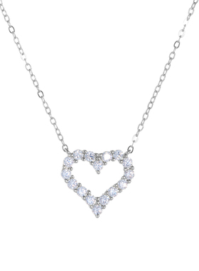 AHCHOO 静奢风爱心微镶火彩莫桑石吊坠项链小众S925银心形锁骨链