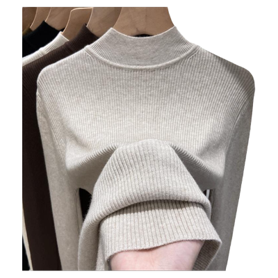 半高领软糯螺纹打底衫女秋冬新款