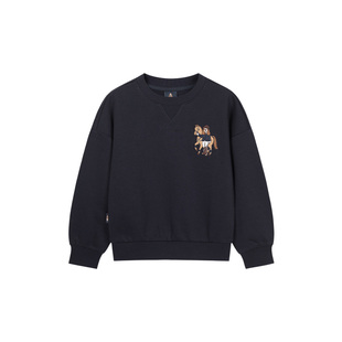 暇步士童装儿童新年装卫衣春秋季新款男童休闲圆领衫女童宽松上衣