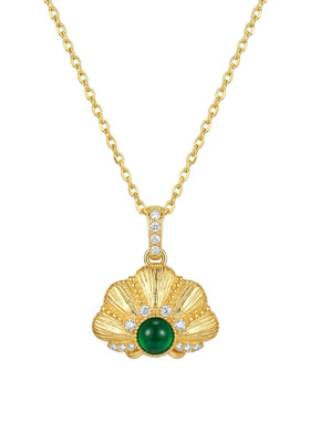 《拾梦》原创纯银绿玛瑙贝壳项链