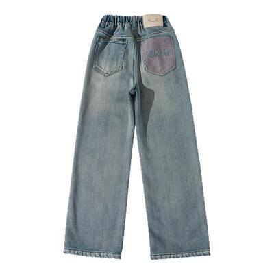 女童加绒裤子秋冬中大童直筒裤