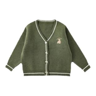幼悠萌熊学院系列毛衣开衫女童秋冬可爱卡通刺绣宝宝时尚针织套装
