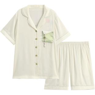 芬腾情侣睡衣夏季短袖冰丝薄款套装女士抗菌休闲男款加大码家居服