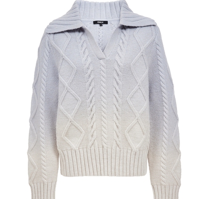 ONLY渐变翻领慵懒感针织衫