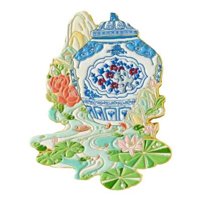 河北博物院富贵莲年金属冰箱贴 元青花釉里红盖罐河北博物馆文创