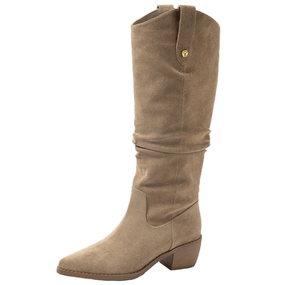 康莉显瘦骑士靴V口长筒靴