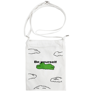 Holidaaays做自己白色可调节斜挎小包帆布包女斜挎手机包带拉链