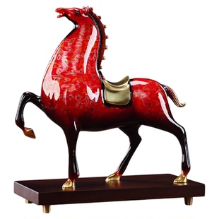 黄铜大漆马摆件《马到成功》家居客厅办公室桌面装饰品送礼佳品