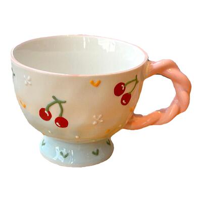 陶瓷ins风大众手工浮雕设计师杯