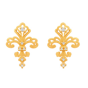 【商场同款】莱绅通灵珠宝传世金1855鸢尾花足金黄金耳钉耳环耳饰