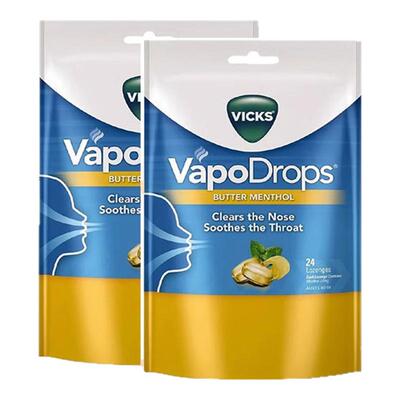 英国息可舒2袋VICKS薄荷奶油清咽润喉通鼻含片润喉糖24粒喉咙痛