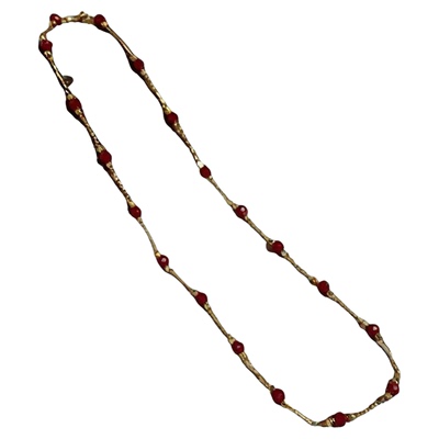 2mm复古紫红砂金红切面红尖晶细项链女士锁骨链简约时髦38+5cm